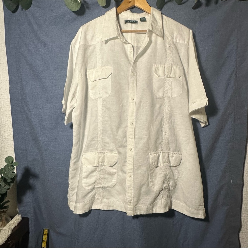Cubavera Cabana Style Linen Blend Short Sleeve Button Down